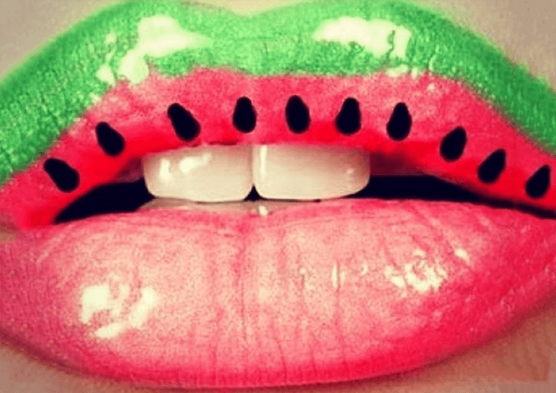Glossy Watermelon Inspired Lip Art